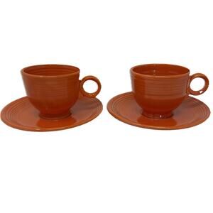 60s Fiestaware Red Orange Cup & Saucer Set of 2 Fiesta HLC